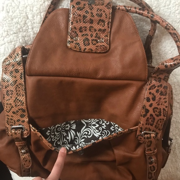 Leopard Print Vegan Leather Purse Bag With Glitter - Picture 2 of 7